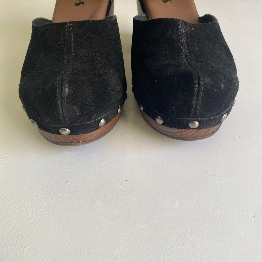 KORKS 'Evah' Black Leather Suede MJ Platform Clogs w/3.25" Heels Sz. 7M - Picture 5 of 12